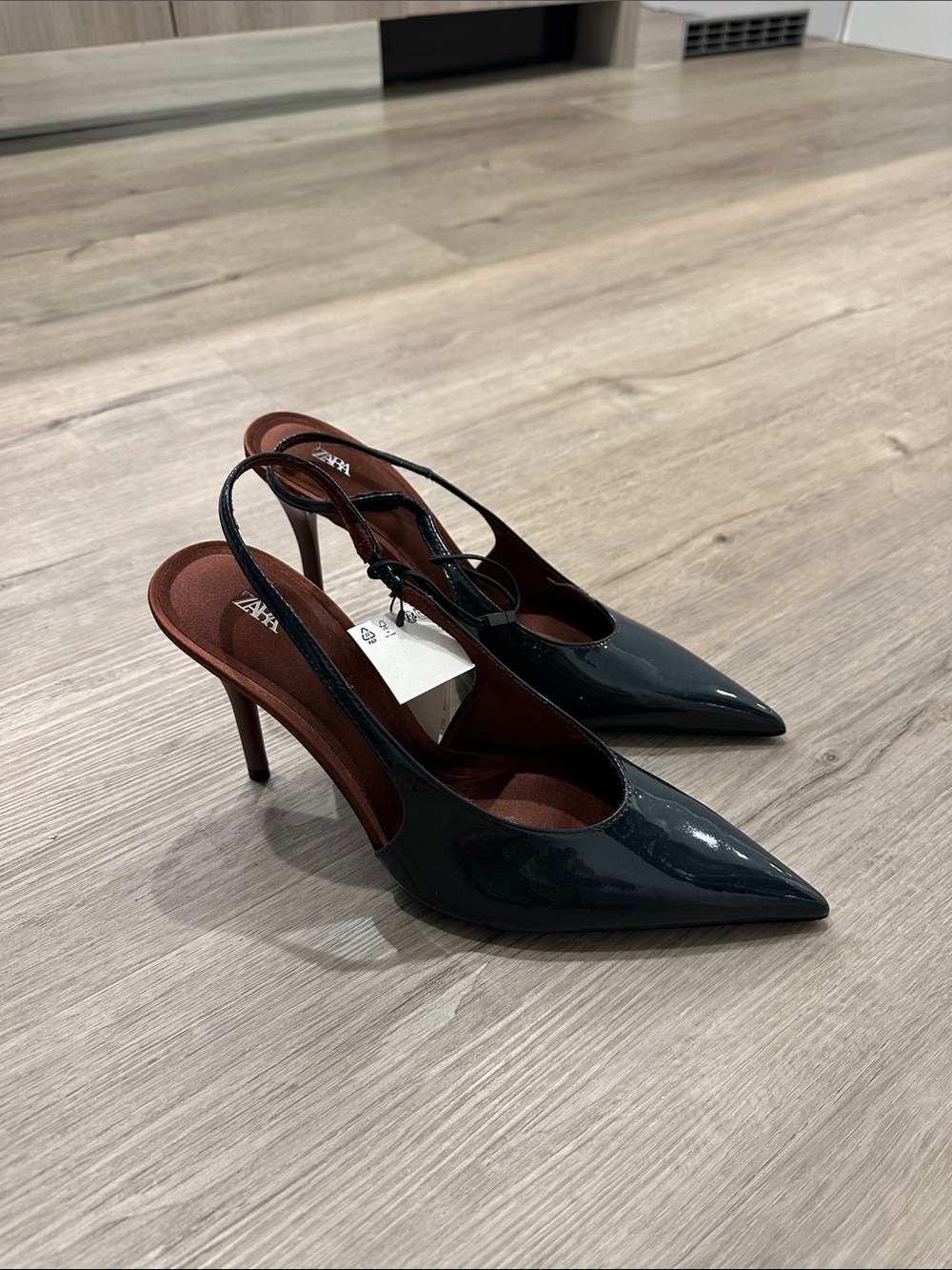 ZARA Faux Patent Leather Slingback Pumps